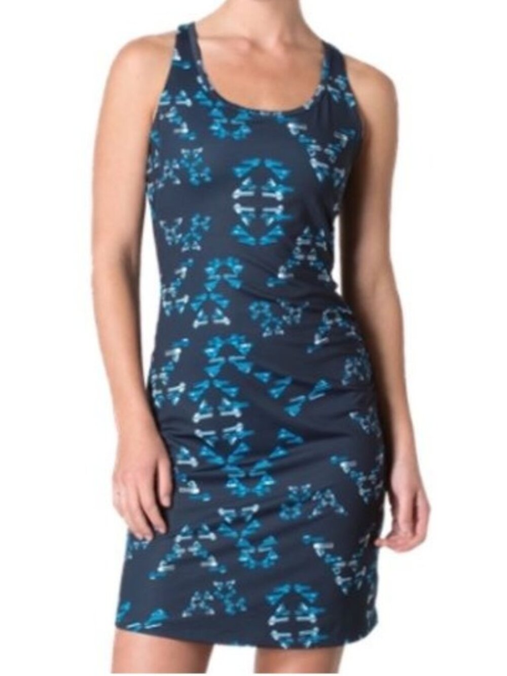 Toad & Co Aquaflex Dress Medium Active Outdoor Athliesure Blue Criss Cross Back